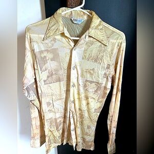 Vintage 60's/70's Button Down Bird Shirt Size S/M